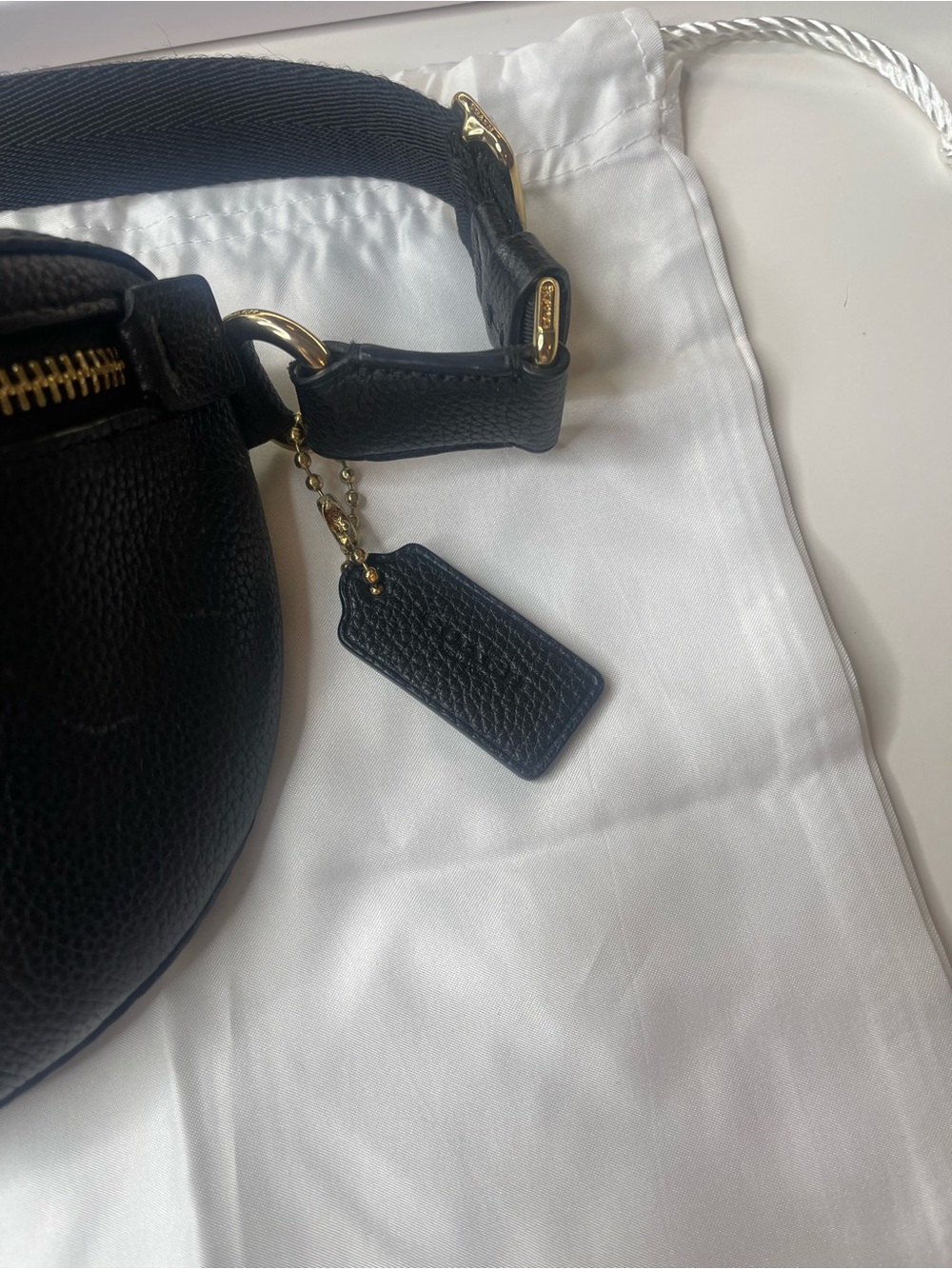 Coach Black Pebbled Leather Crossbody Belt Bag with Gold Hardware - Picture 3 of 10